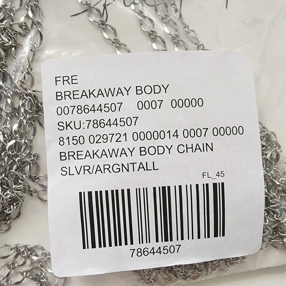 NWT Free People Breakaway Body Chain Silver